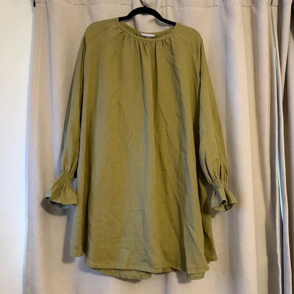 Linenfox Olive Green Agata Linen Dress - Picture 4 of 6